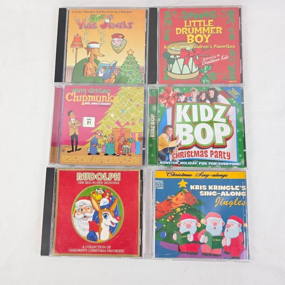 Kids Christmas CD Lot 6 Chipmunks Kidz Bop Rudolph